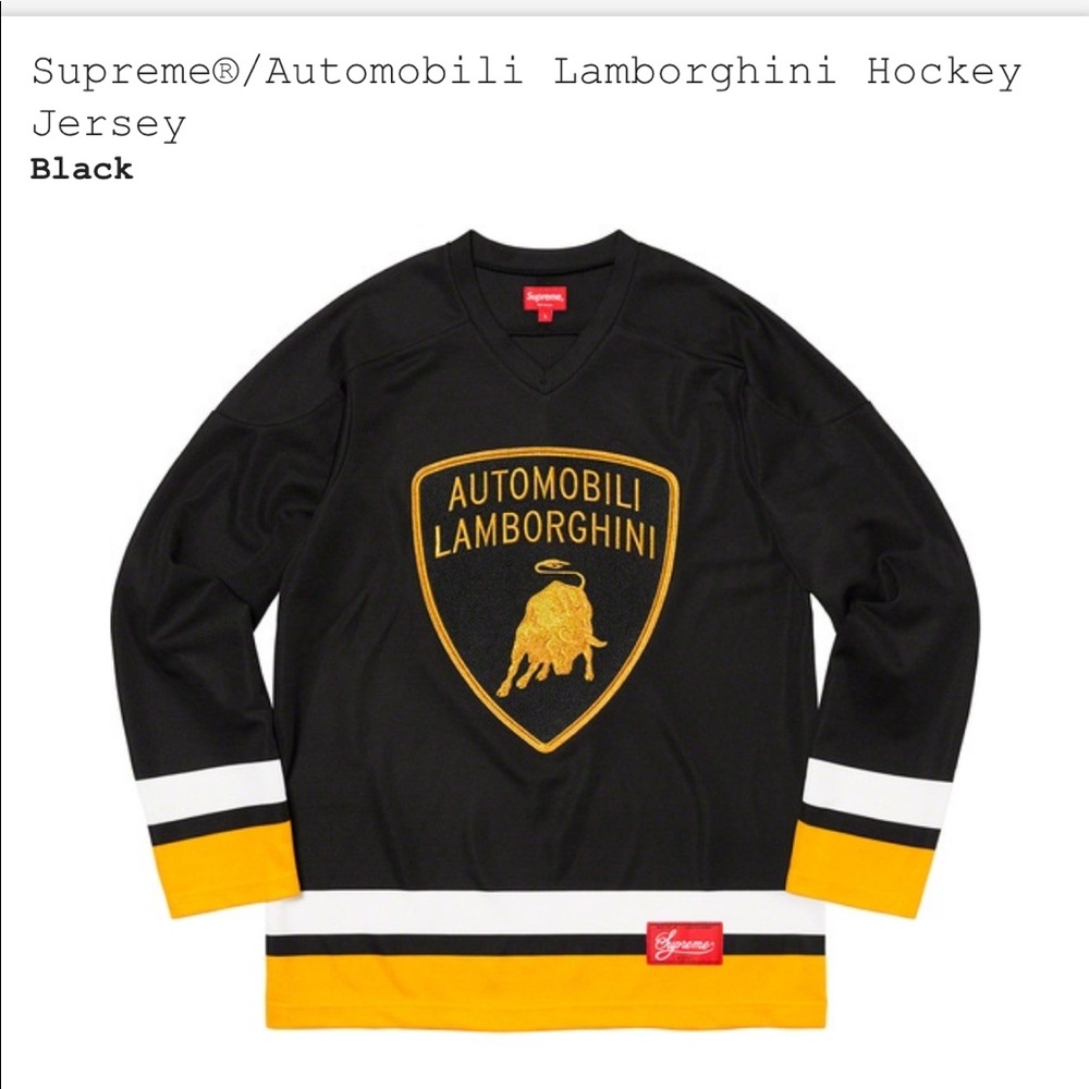 Supreme Lamborghini Black Large Hockey Jersey